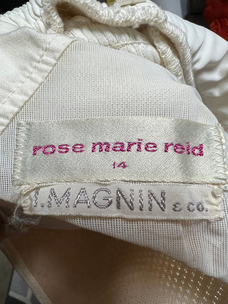 1950 1960 Vintage Rose Marie Reid Dead Stock Nylon Jersey Swimsuit Blue or White Size 14/36 Excellent