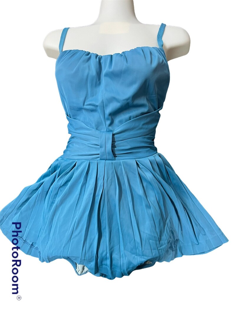 1950 1960 Vintage Rose Marie Reid Dead Stock Nylon Jersey Swimsuit Blue or White Size 14/36 Excellent