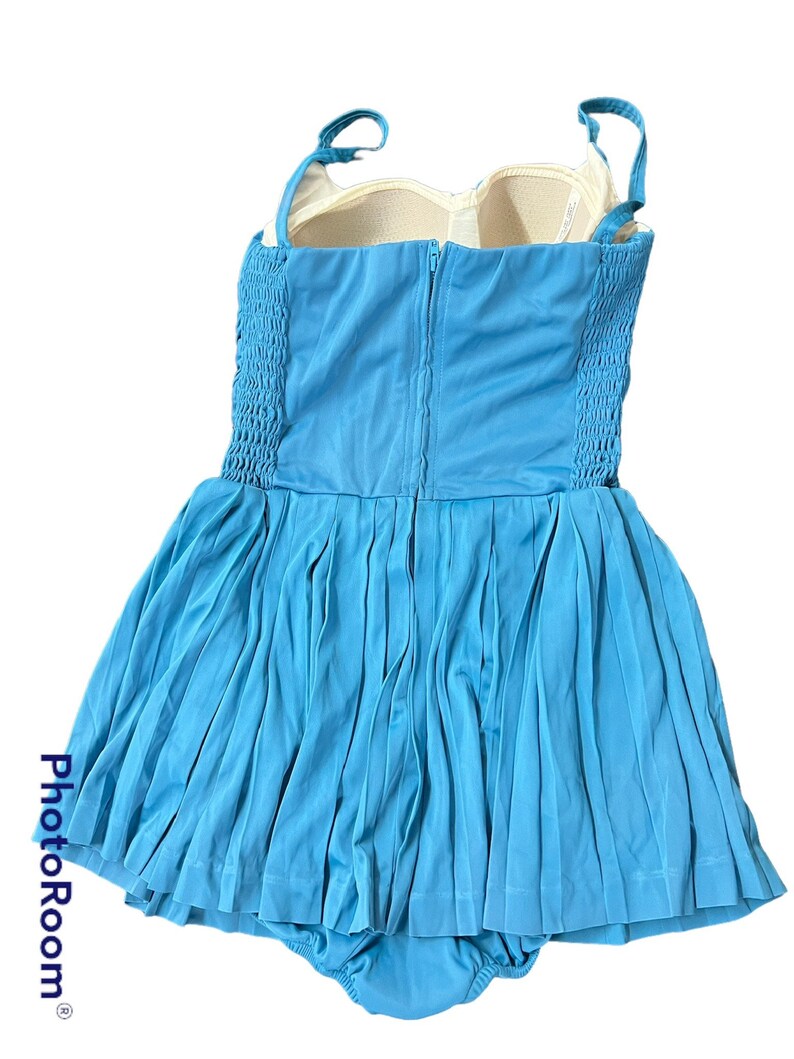 1950 1960 Vintage Rose Marie Reid Dead Stock Nylon Jersey Swimsuit Blue or White Size 14/36 Excellent