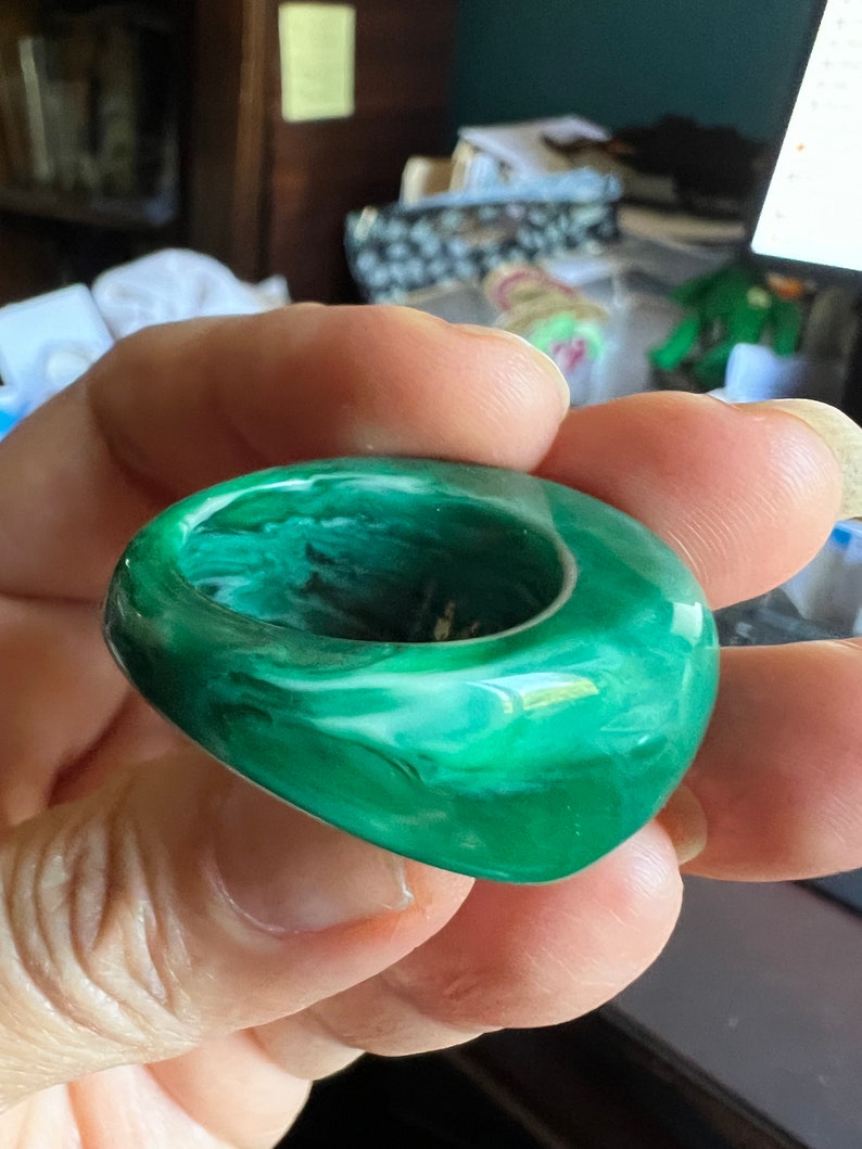 SOLD! 1930 1940 Large Vintage Bakelite Blue Moon End of Day Marbled Ring Very Rare