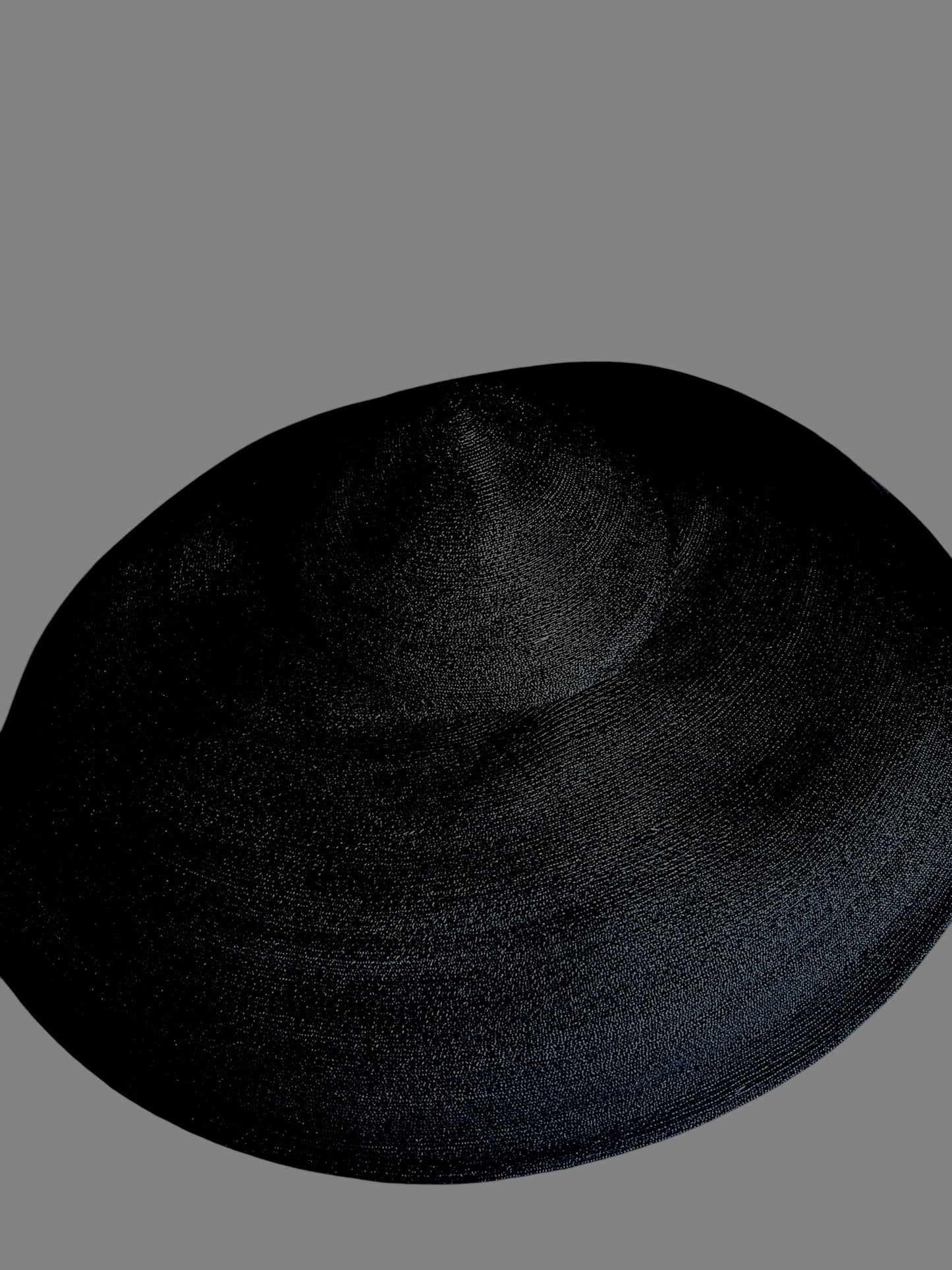 SOLD! 1950 Vintage Very Wide Brim Deep Black Straw Woven Hat with Pointed Crown Perfect and Rare