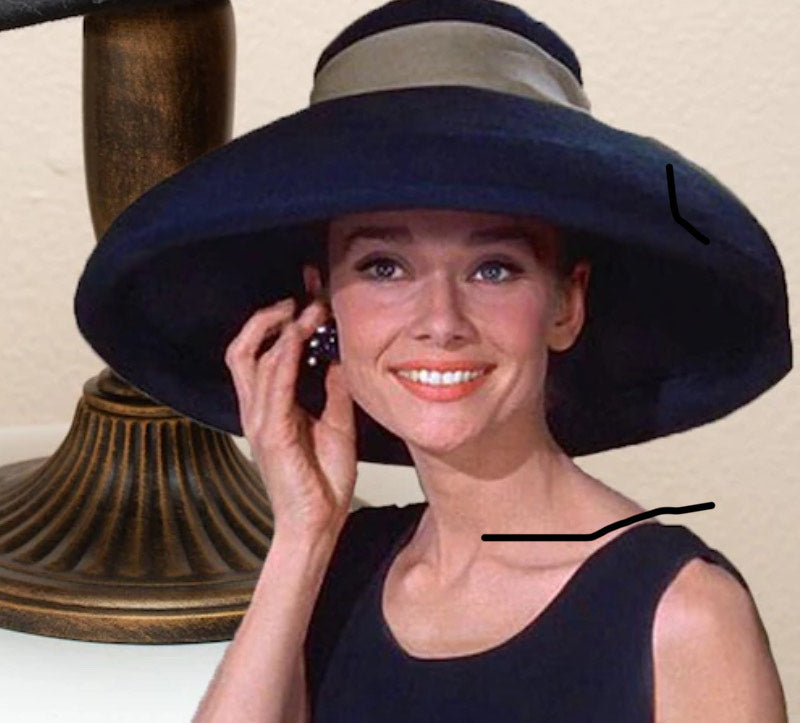 SOLD! 1950 Vintage Very Wide Brim Deep Black Straw Woven Hat with Pointed Crown Perfect and Rare