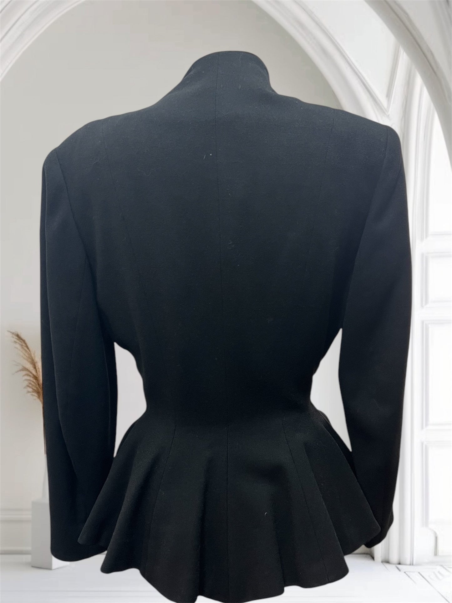 SOLD! 1950 Vintage Lilli Ann Black Wool Crepe Suit Jacket with Beautiful Peplum Elegant
