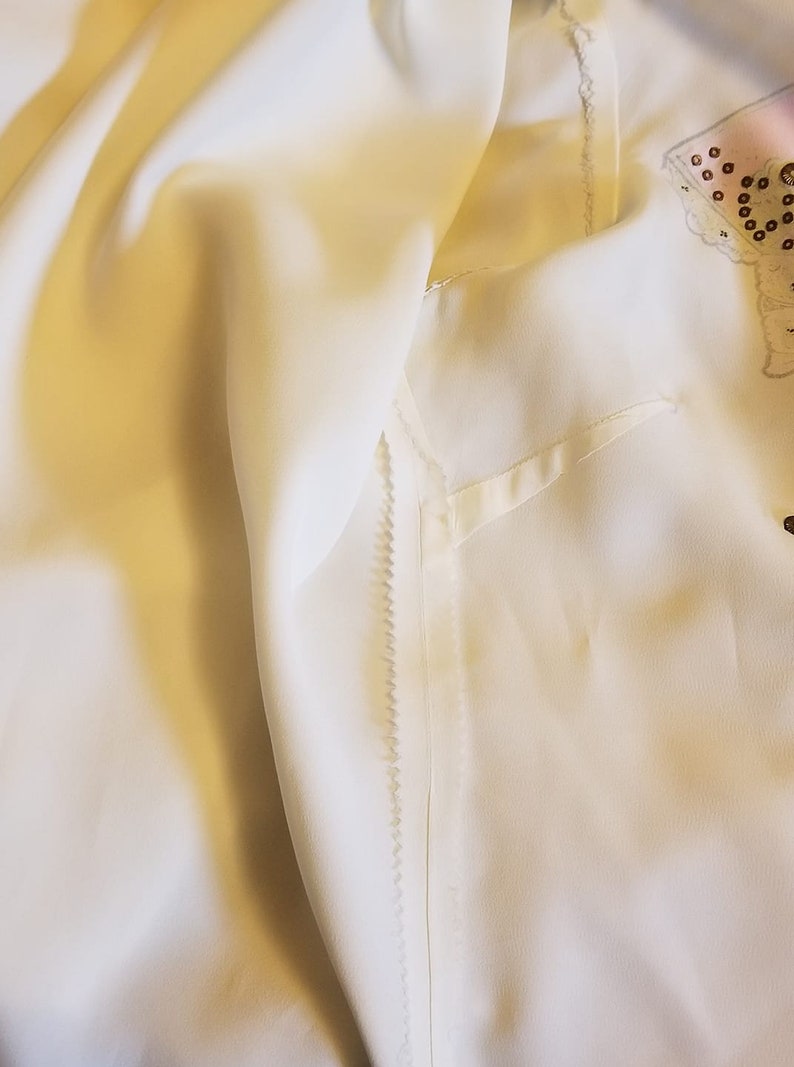 SOLD! 1950's Vintage Hand Painted Crepe Rayon Blouse Gorgeous