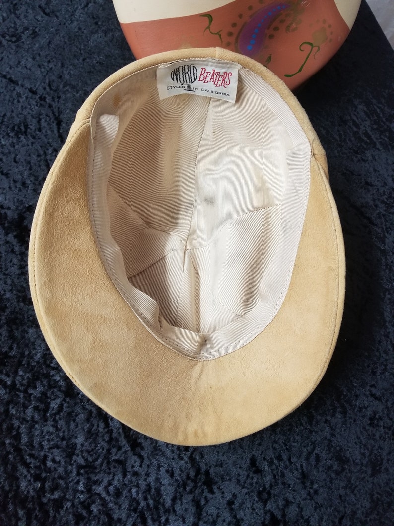 1970's Beige Suede Cap Hat Wonderful Condition