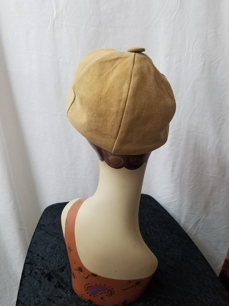 1970's Beige Suede Cap Hat Wonderful Condition