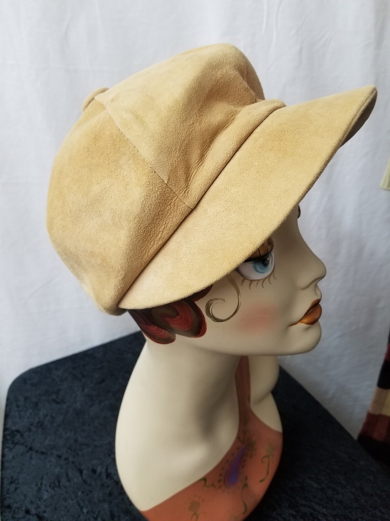 1970's Beige Suede Cap Hat Wonderful Condition