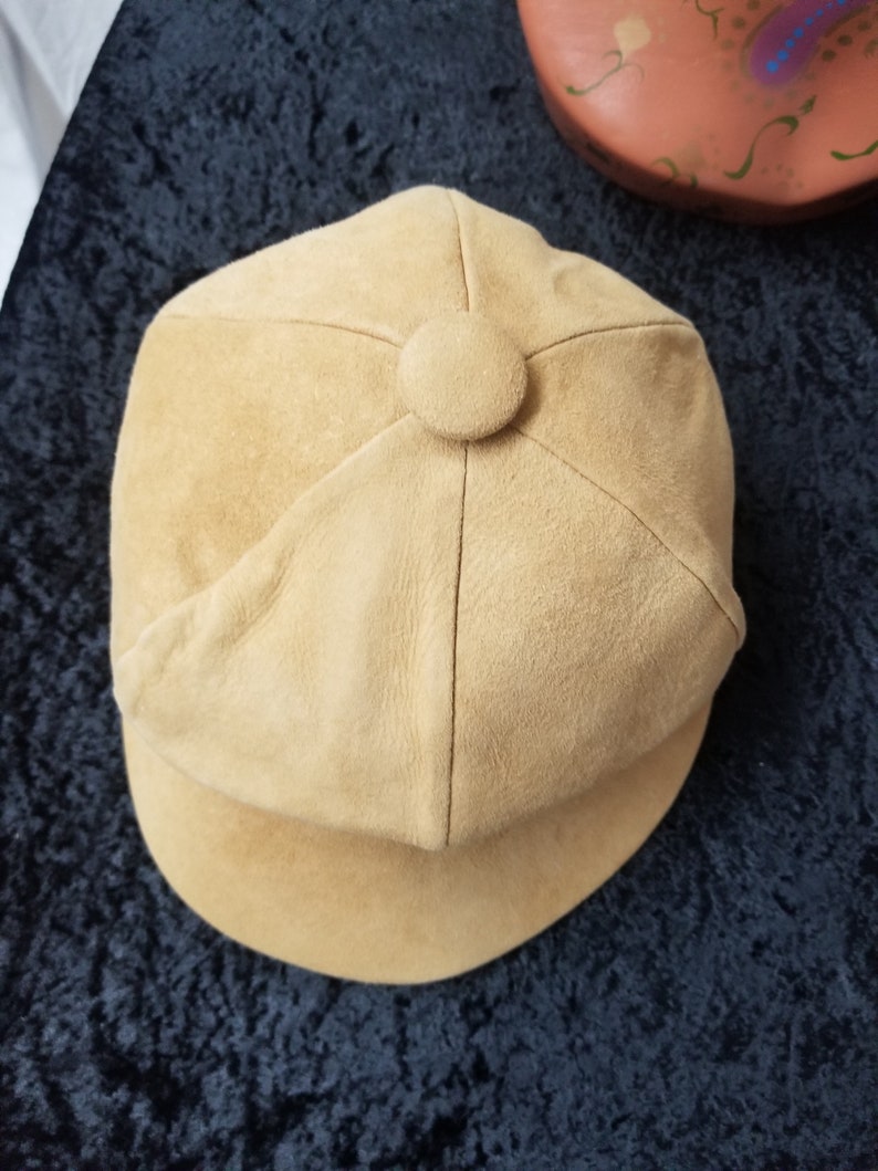 1970's Beige Suede Cap Hat Wonderful Condition