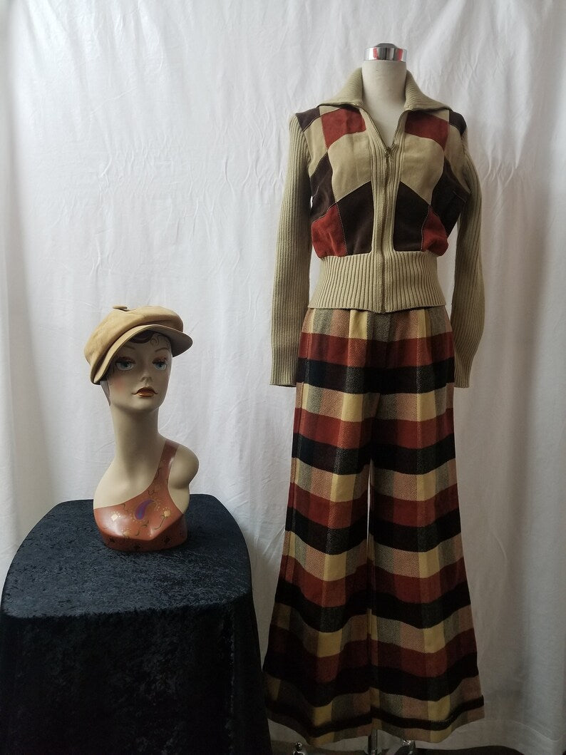 1970's Beige Suede Cap Hat Wonderful Condition
