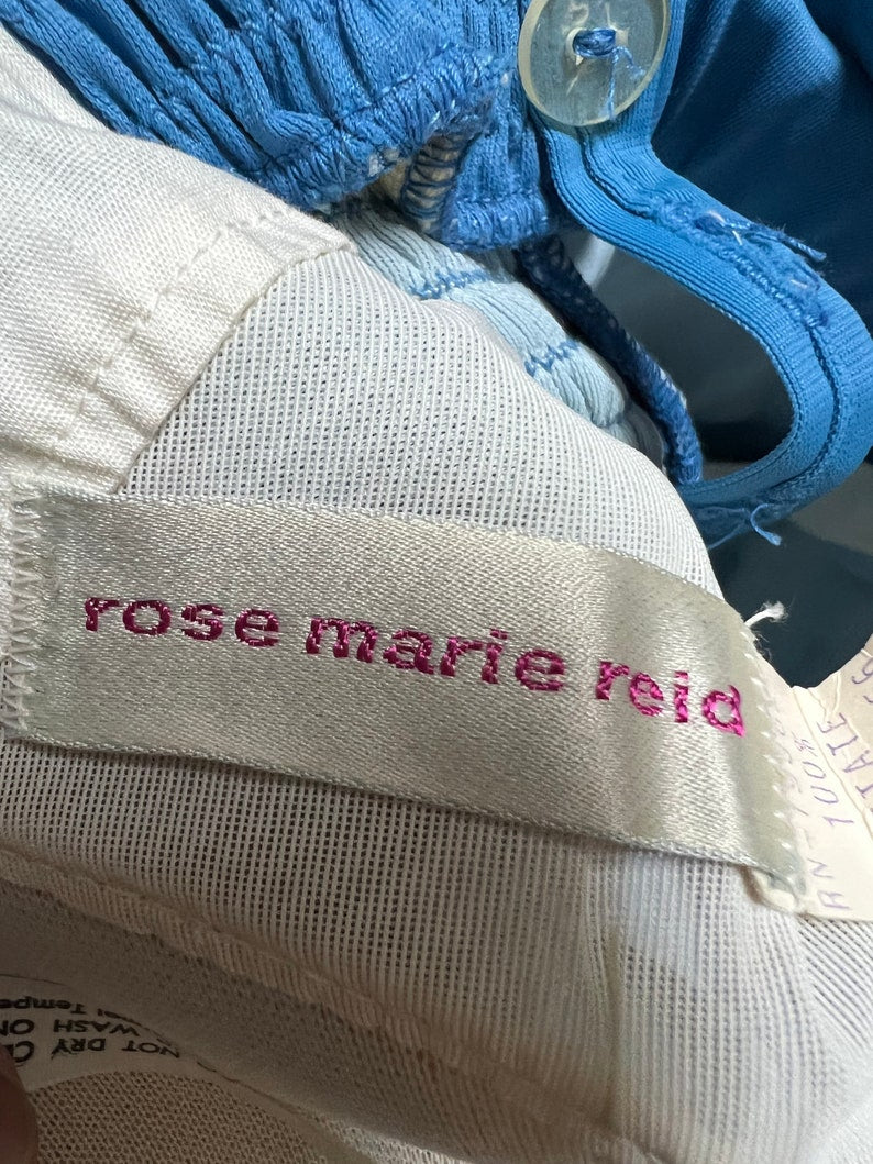 1950 1960 Vintage Rose Marie Reid Dead Stock Nylon Jersey Swimsuit Blue or White Size 14/36 Excellent