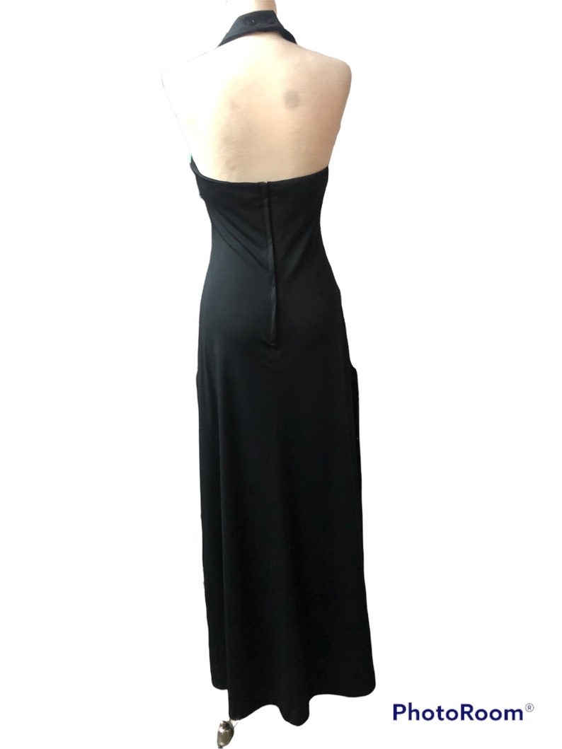 1970's Vintage Size 11 Disco Evening Black with Red Green Accents Maxi Dress with Matching Bolero OMG So Cool