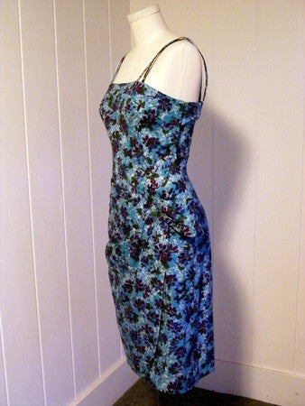 1940 1950 Vintage Blue Hawaiian Sarong Dress Rockabilly VLV Rockabilly Viva Las Vegas